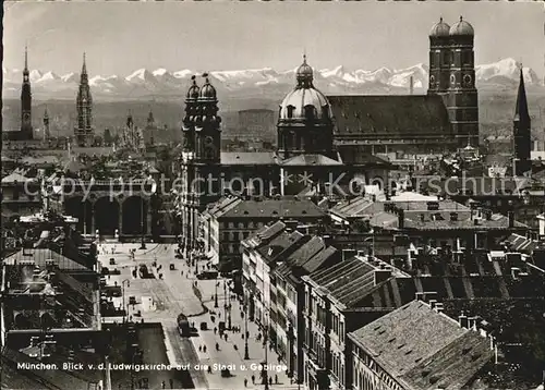 Muenchen Blick von Ludwigskirche Gebirge Stadtansicht Kat. Muenchen