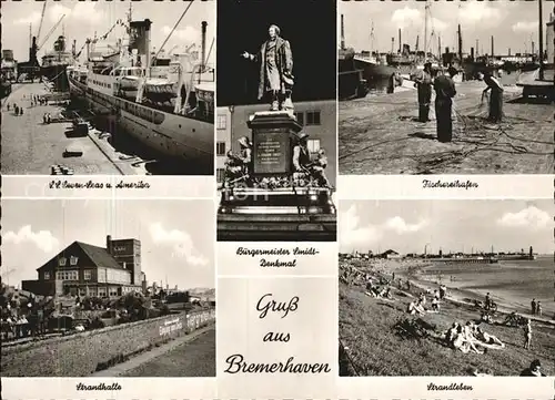 Bremerhaven Fischereihafen Buergermeister Smidt Denkmal Strand Kat. Bremerhaven