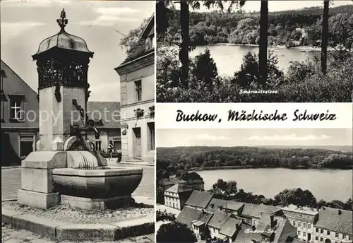 Buckow Maerkische Schweiz Scharmuetzelsee Brunnen Ortsansicht Kat. Buckow Maerkische Schweiz