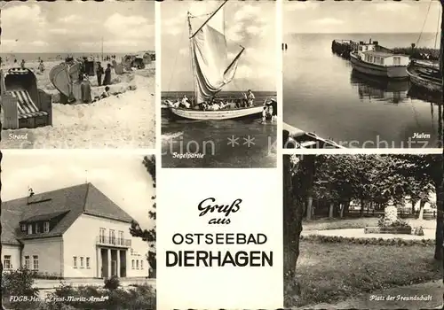 Dierhagen Ostseebad Strand Hafen Segelpartie Platz der Freundschaft Kat. Dierhagen Ostseebad