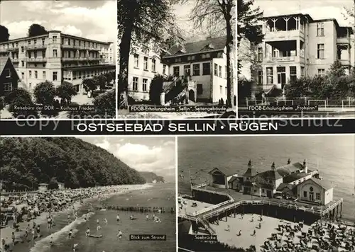 Sellin Ruegen Ostseebad Kurhaus Frieden FDGB Erholungsheime Strand Seebruecke Kat. Sellin Ostseebad