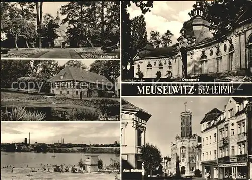 Meuselwitz Leninpark Orangerie Hainbergsee Rathaus Kat. Meuselwitz Thueringen