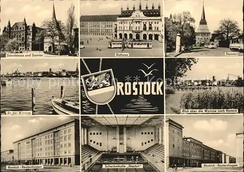 Rostock Mecklenburg Vorpommern Staendehaus Steintor Rathaus Warnow Schwimmhalle Kat. Rostock