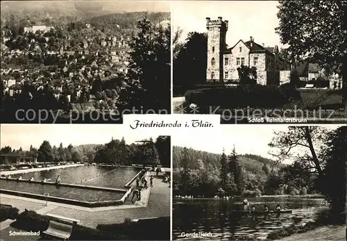 Friedrichroda Schloss Reinhardtsbrunn Gondelteich Schwimmbad  Kat. Friedrichroda