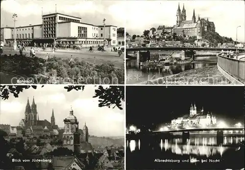 Meissen Elbe Sachsen Bahnhof Albrechtsburg Dom Juedenberg Nachtaufnahme Kat. Meissen