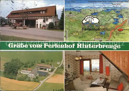 Werdohl Ferienhof Hinterbrenge Fliegeraufnahme Zimmer Karte Kat. Werdohl