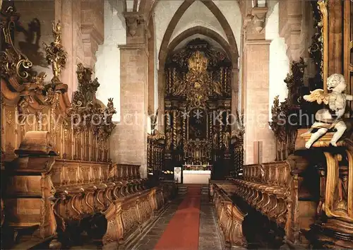 Bronnbach Abteikirche Chorgestuehl mit Hauptaltar Kat. Wertheim