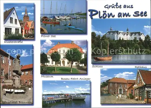 Ploen See Klosterstrasse Ploener See Gaenseliesel Brunnen Museum Bosau Fahrt Anleger Schloss Rathaus Kat. Ploen