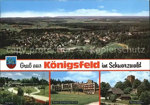 Koenigsfeld Schwarzwald Panorama Kurpark Albert Schweitzer Klinik Ruine Waldau Kat. Koenigsfeld im Schwarzwald