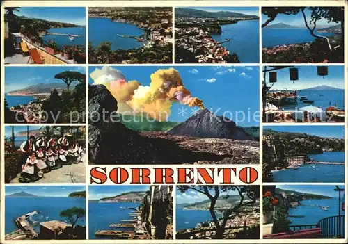 Sorrento Campania Total und Teilansichten Vulkanausbruch Trachtengruppe Kat. Sorrento