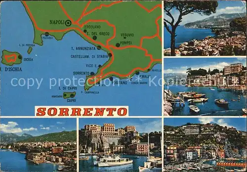 Sorrento Campania Hafen mit Lageplan Kat. Sorrento