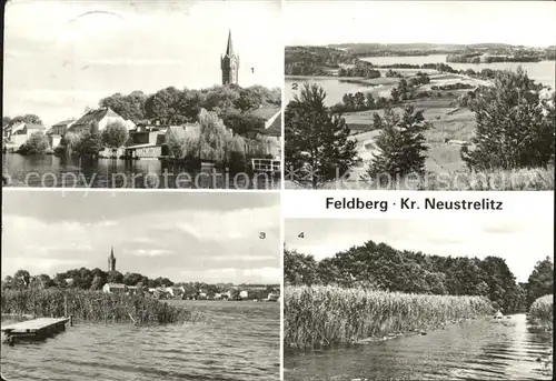 Feldberg Mecklenburg Haussee Blick vom Huettenberg Seerosen Kanal Kat. Feldberger Seenlandschaft