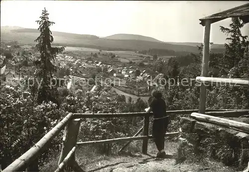 Finsterbergen Blick von der Blockhuette am Hainfelsen Kat. Finsterbergen Thueringer Wald