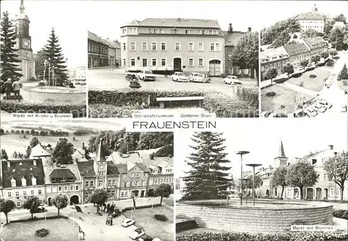 Frauenstein Sachsen Ferienheiim Goldener Stern Markt Brunnen Kat. Frauenstein Sachsen