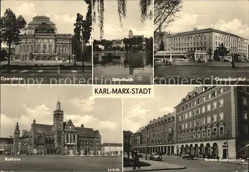 Karl Marx Stadt Opernhaus Chemnitzer Hof Schlossteiche Klosterstrasse Kat. Chemnitz