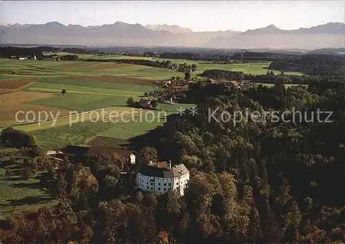 Amerang Fliegeraufnahme Schloss mit Chiemsee und Alpen Kat. Amerang