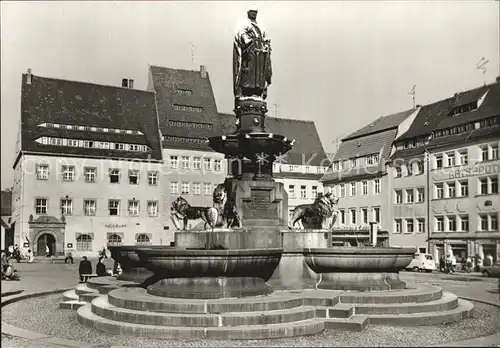 Freiberg Sachsen Obermarkt mit Brunnendenkmal Kat. Freiberg