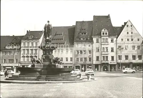 Freiberg Sachsen Obermarkt mit Brunnen Kat. Freiberg