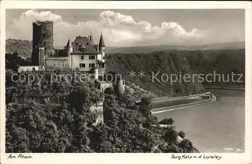 Bingen Rhein Burg Katz mit der Loreley Kat. Bingen am Rhein