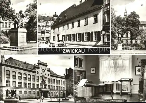 Zwickau Sachsen Robert Schumann Denkmal Haus und Gedenkzimmer Anlagen am Schwanenteich Rathaus Kat. Zwickau