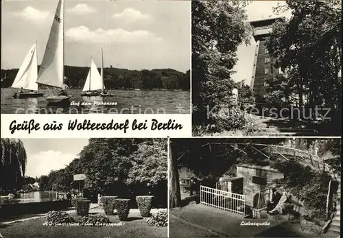 Woltersdorf Erkner Flakensee Segelboote HOG Am Liebesquell Turm Liebesquelle Kat. Woltersdorf Erkner
