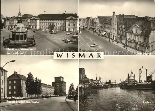 Wismar Mecklenburg arkt mit Wasserkunst und Rathaus Rud Breitscheid Str Hafen