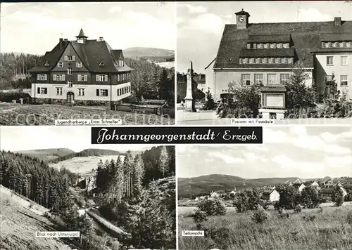 Johanngeorgenstadt Jugendherberge Ernst Schneller Postamt Postsaeule Unterjugel Teilansicht Kat. Johanngeorgenstadt