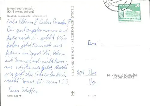 Johanngeorgenstadt Jugendherberge Ernst Schneller Postamt Postsaeule Unterjugel Teilansicht Kat. Johanngeorgenstadt