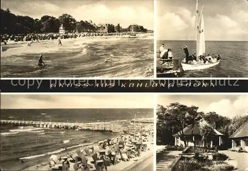 Kuehlungsborn Ostseebad Strand Seebruecke Bootsanlegestelle Bungalows Kat. Kuehlungsborn