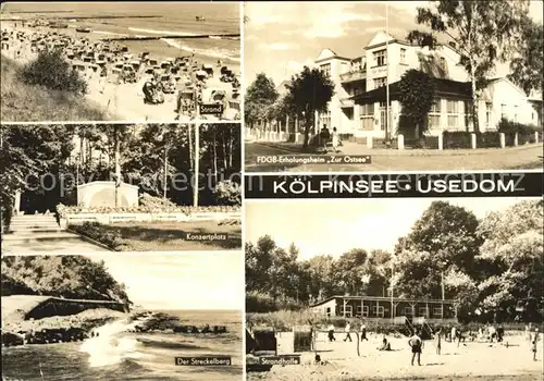 Koelpinsee Usedom Strand Konzerplatz Streckelberg FDGB Erholungsheim Zur Ostsee Strandhalle Kat. Usedom