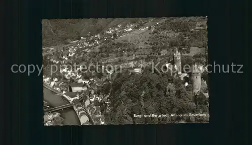 Altena Lenne Fliegeraufnahme mit Burg Kat. Altena