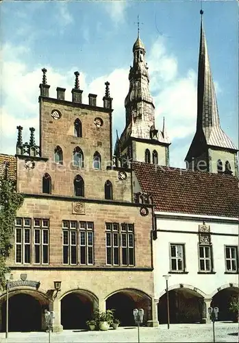 Lemgow Niedersachsen Rathaus mit Tuermen von St. Nicolai Kat. Lemgow