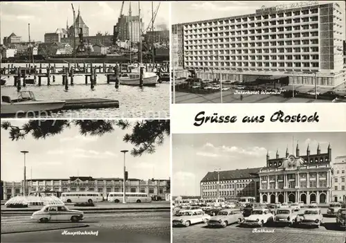 Rostock Mecklenburg Vorpommern Rathaus Hauptbahnhof Hafen Interhotel Warnow Kat. Rostock