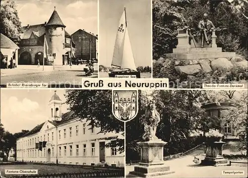 Neuruppin Bahnhof Rheinsberger Tor Tempelgarten Ruppiner See Fontane Denkmal Kat. Neuruppin