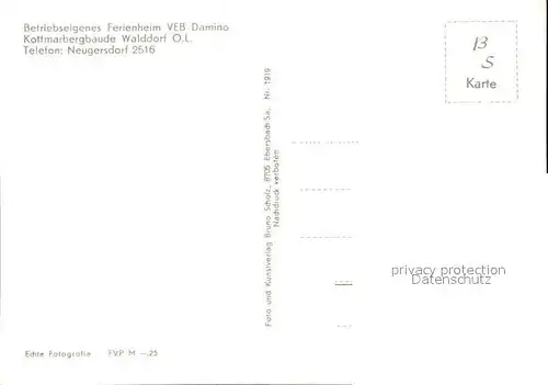 Walddorf Sachsen Restaurant Kottmarbergbaude Ferienheim VEB Damino Kat. Eibau