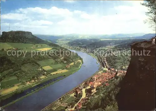 Koenigstein Saechsische Schweiz Panorama Elbtal mit Lilienstein Elbsandsteingebirge Kat. Koenigstein Saechsische Schweiz