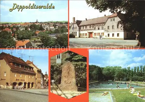 Dippoldiswalde Osterzgebirge Ortsansicht mit Kirche Kulturhaus Denkmal Freibad Kat. Dippoldiswalde