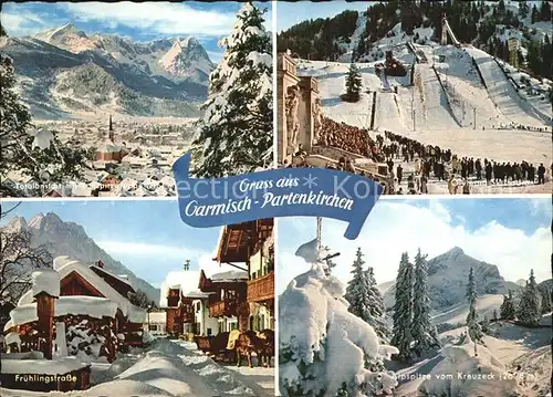 Garmisch Partenkirchen Gesamtansicht Wintersportplatz Alpenpanorama Fruehlingstrasse Skisprungschanze Kat. Garmisch Partenkirchen