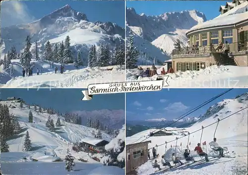Garmisch Partenkirchen Wintersport am Kreuzeck Berghaus Zugspitze Wettersteingebirge Hochalm Skilift Kat. Garmisch Partenkirchen