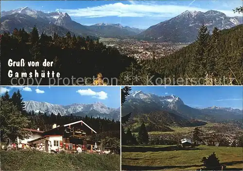 Garmisch Partenkirchen Bergwirtschaft Gamshuette Panorama Wettersteingebirge Tiroler Berge Kat. Garmisch Partenkirchen