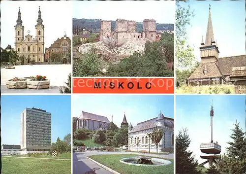 Miskolc Kirche Burgruine Hochhaus Platz Turm Kat. Miskolc