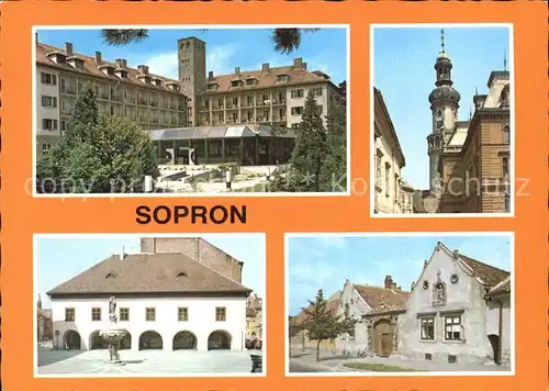 Sopron Teilansichten Gebaeude Kirche Brunnen