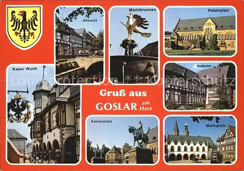 Goslar Hotel Kaiserworth Schild Abzucht Marktbrunnen Kaiserpfalz Rosentor Marktplatz Denkmal Reiterstandbild Kat. Goslar
