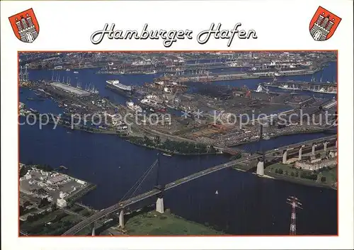 Hamburg Hafen Koehlbrandbruecke Fliegeraufnahme Kat. Hamburg