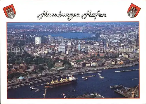 Hamburg Hafen St Pauli Landungsbruecken Michel Fliegeraufnahme Kat. Hamburg