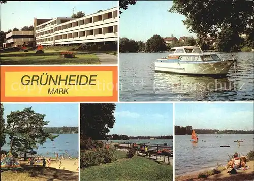 Gruenheide Mark Erholungsheim am Werlsee Peetzsee Strand Motorboot Kat. Gruenheide Mark