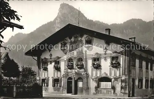 Oberammergau Pilatushaus mit Kofel Ammergauer Alpen Kat. Oberammergau