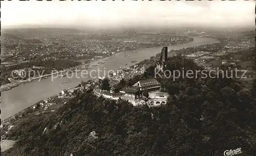 Koenigswinter Hotel Restaurant auf dem Drachenfels Burgruine Perle des Rheins Fliegeraufnahme Kat. Koenigswinter