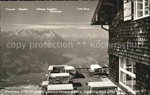 Garmisch Partenkirchen Wankhaus mit Blick auf Kreuzeck Alpspitze Waxstein Kat. Garmisch Partenkirchen