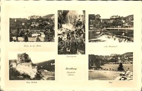 Streitberg Oberfranken Am Wasserfall Partie an der Muehle Burg Reideck Kat. Wiesenttal